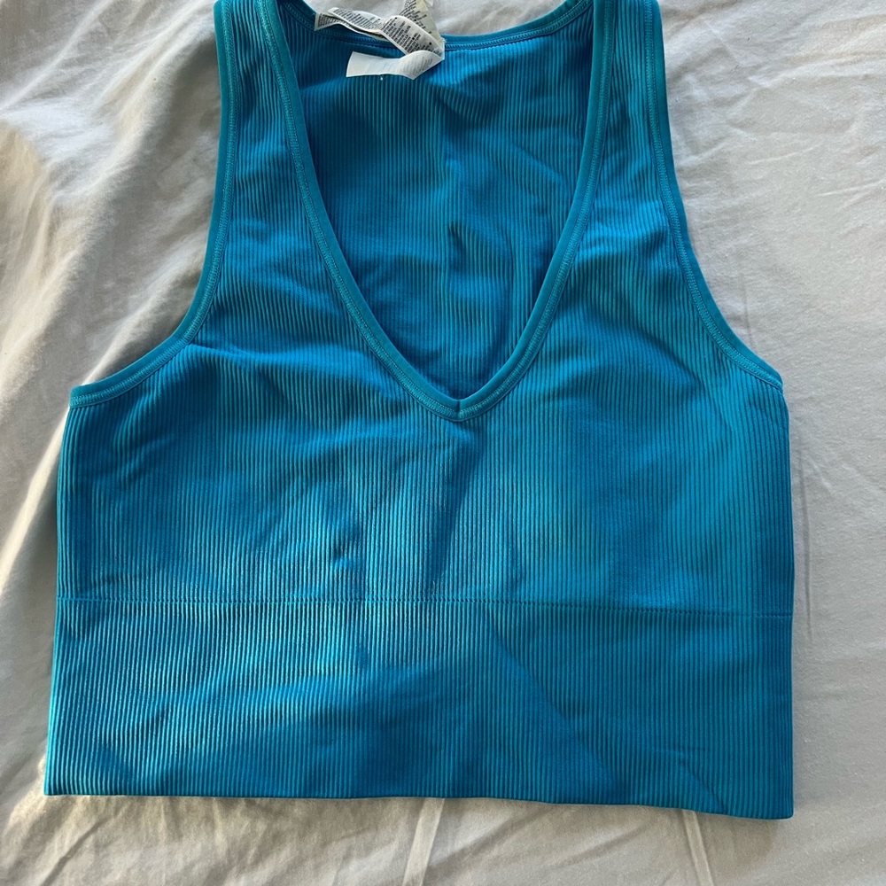 Athleta Blue Ribbed Tank Top sz small